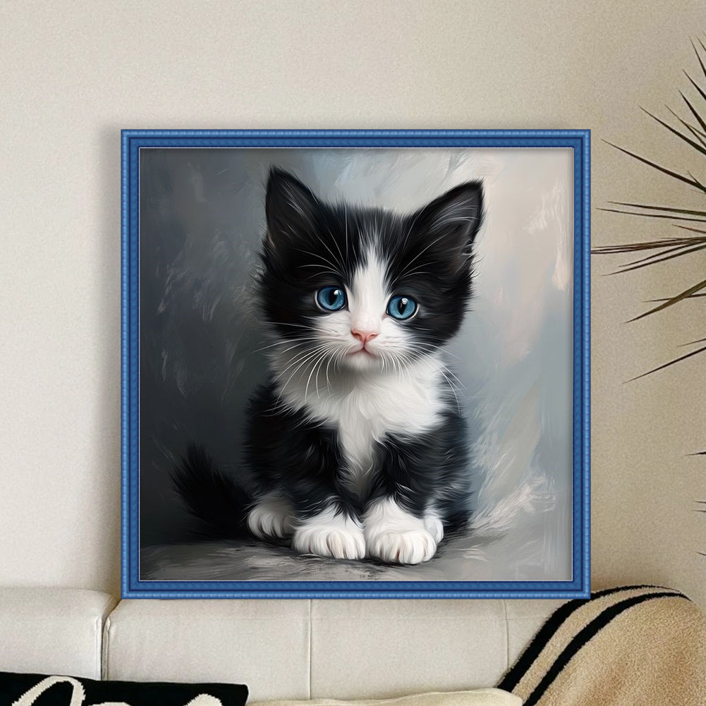 Black And White Kitten - 11CT Stamped Cross Stitch 40*40CM
