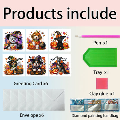 6PCS DIY Diamond Art Greeting Cards Halloween Designs for Halloween and Holidays