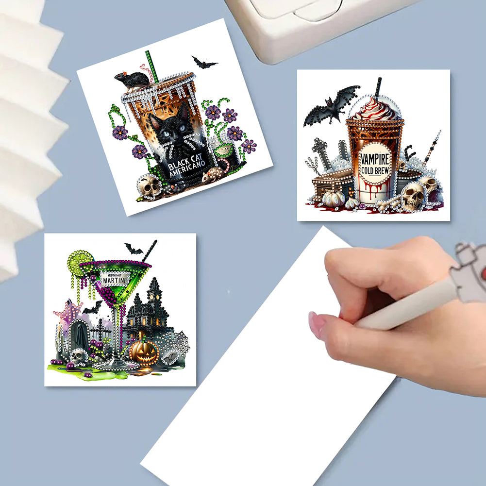 6PCS DIY Diamond Art Greeting Cards Halloween Designs for Halloween and Holidays