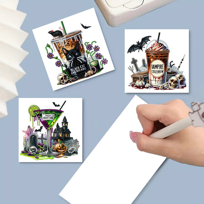6PCS DIY Diamond Art Greeting Cards Halloween Designs for Halloween and Holidays