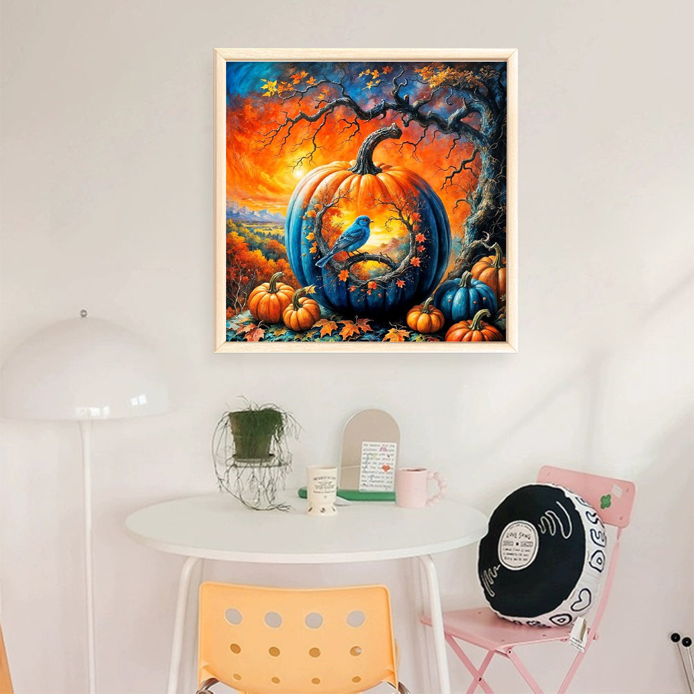 Pumpkin Silhouette Crow - 11CT Stamped Cross Stitch 40*40CM