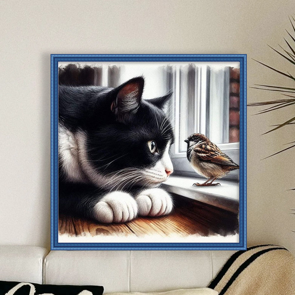 Kittens And Sparrows - 11CT Stamped Cross Stitch 40*40CM