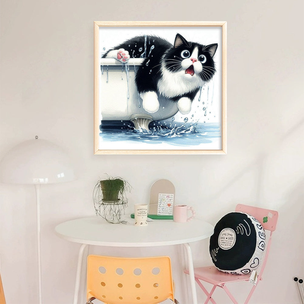 Cat In The Bathtub - 11CT Stamped Cross Stitch 40*40CM
