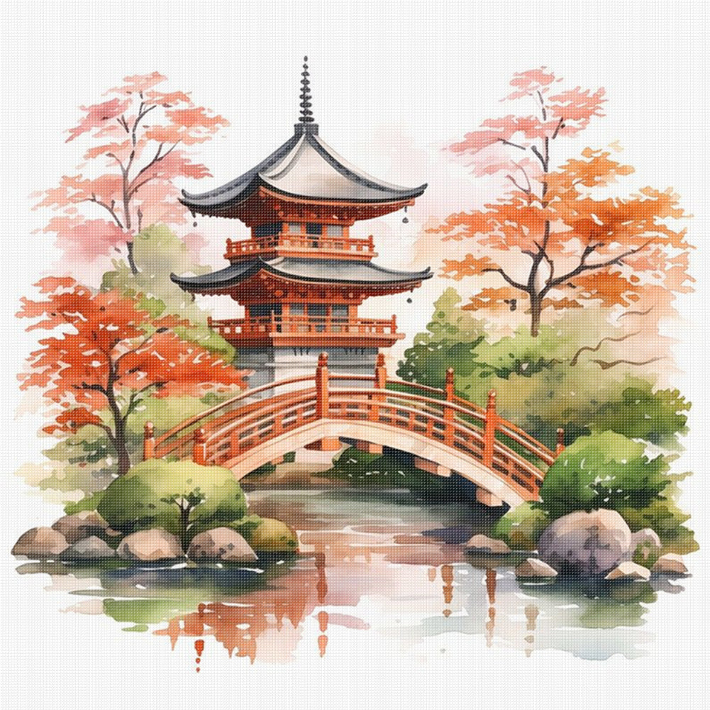Pavilions And Towers - 11CT Stamped Cross Stitch 40*40CM