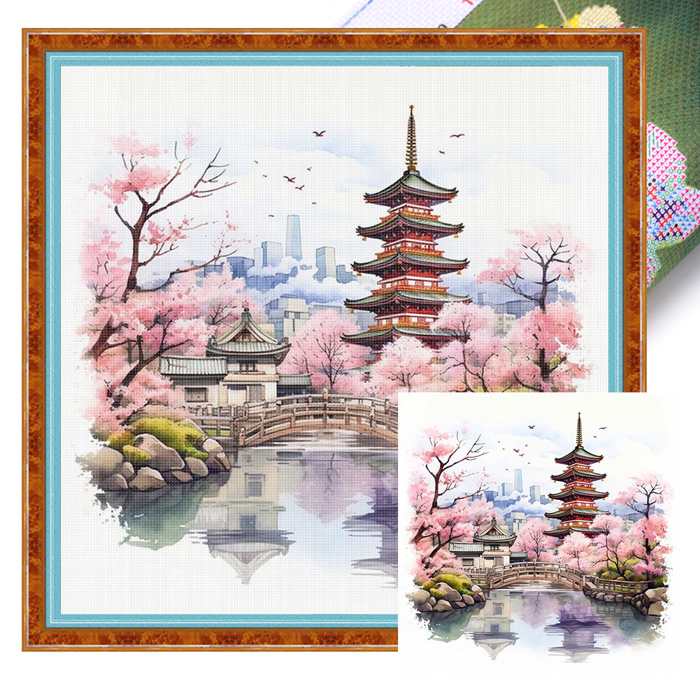 Pavilions And Towers - 11CT Stamped Cross Stitch 40*40CM