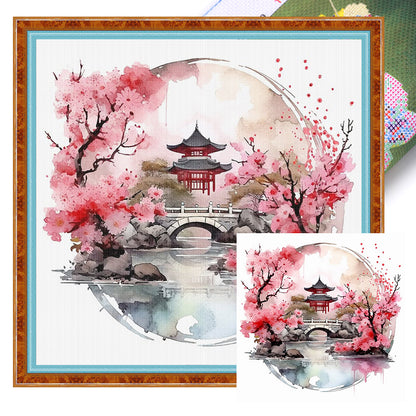 Pavilions And Towers - 11CT Stamped Cross Stitch 40*40CM