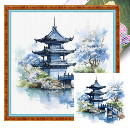 Pavilions And Towers - 11CT Stamped Cross Stitch 40*40CM