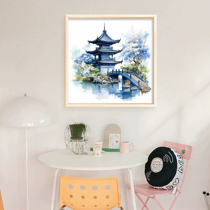 Pavilions And Towers - 11CT Stamped Cross Stitch 40*40CM