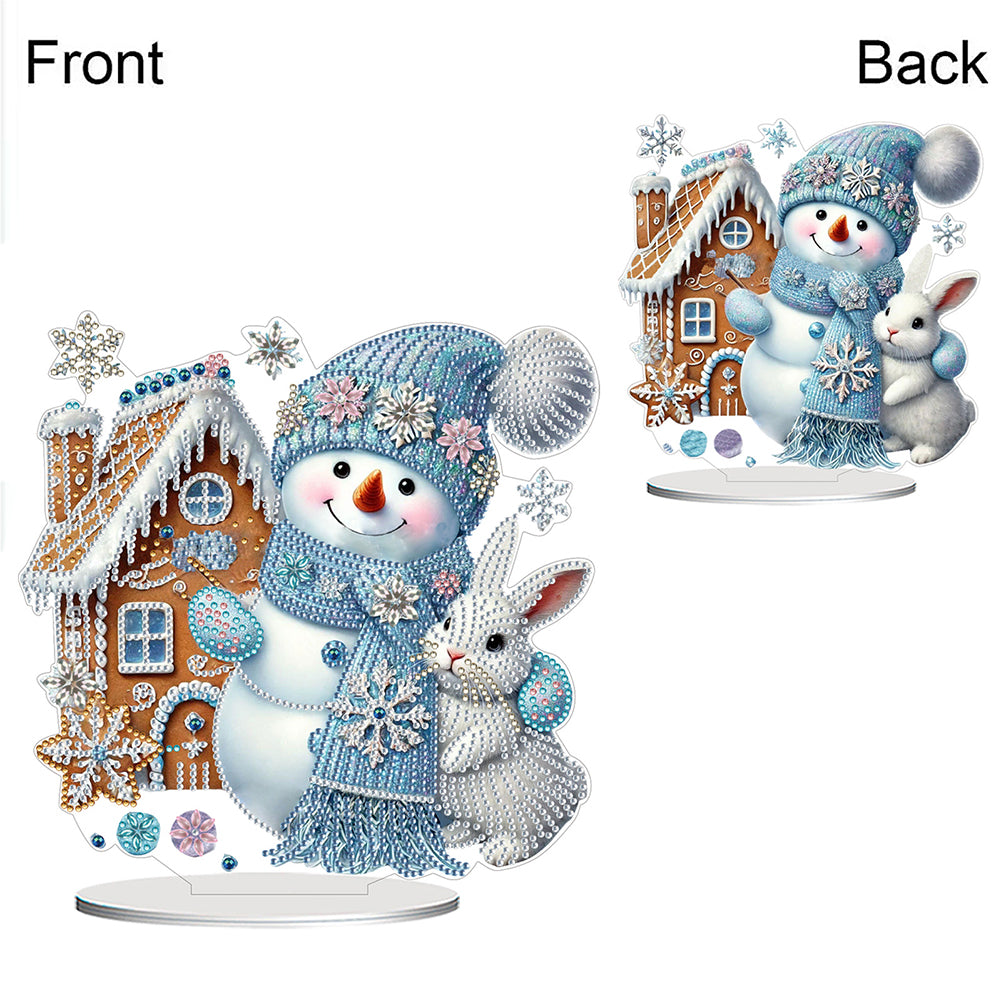 2D Flat Snowman Print DIY Desktop Diamond Art Kits for Home Office Desktop Decor