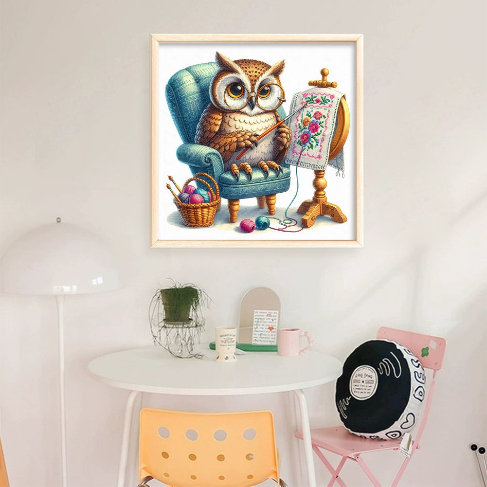 Embroidered Owl - Stamped Cross Stitch 30*30CM