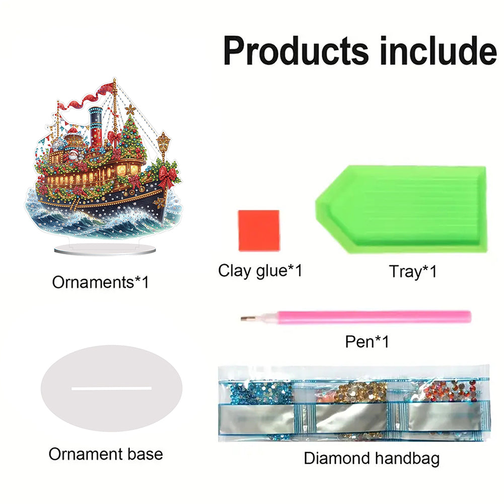 2D Flat Xmas DIY Desktop Diamond Art Kits Diamond Painting Desktop Ornaments Kit