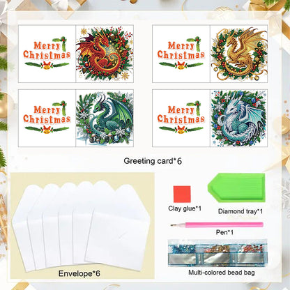 6PCS DIY Diamond Art Greeting Cards Xmas Designs for Festivals and Celebrations