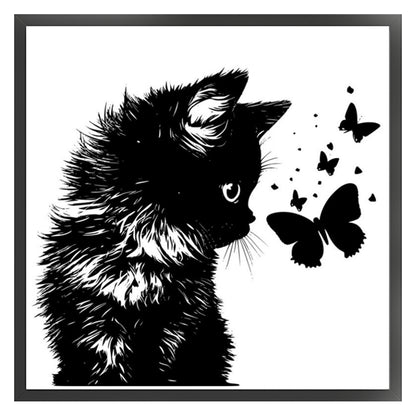Silhouette-Kitten - 11CT Stamped Cross Stitch 40*40CM