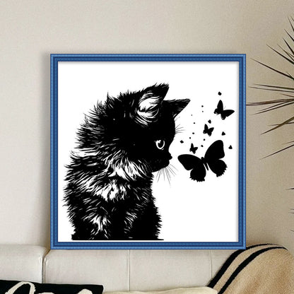 Silhouette-Kitten - 11CT Stamped Cross Stitch 40*40CM
