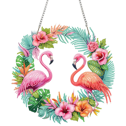 Wreath Acrylic 2D Flat DIY Diamond Art Pendant Window Hanging Art for Home Decor