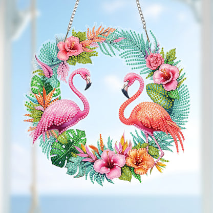 Wreath Acrylic 2D Flat DIY Diamond Art Pendant Window Hanging Art for Home Decor