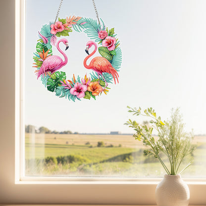 Wreath Acrylic 2D Flat DIY Diamond Art Pendant Window Hanging Art for Home Decor