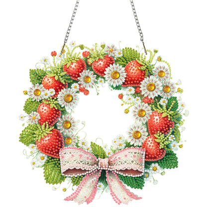 Wreath Acrylic 2D Flat DIY Diamond Art Pendant Window Hanging Art for Home Decor