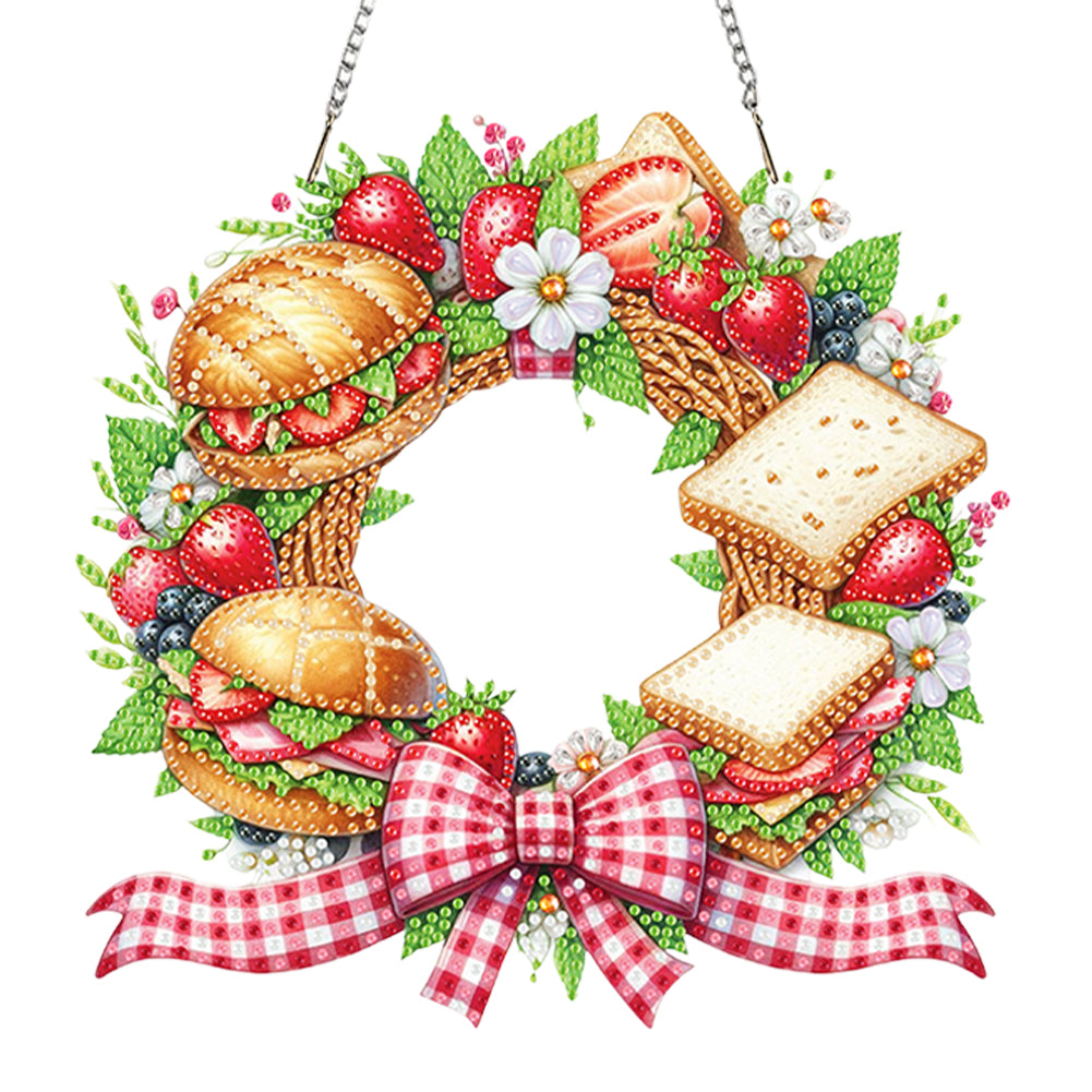 Wreath Acrylic 2D Flat DIY Diamond Art Pendant Window Hanging Art for Home Decor