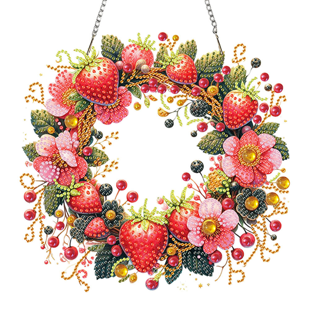 Wreath Acrylic 2D Flat DIY Diamond Art Pendant Window Hanging Art for Home Decor