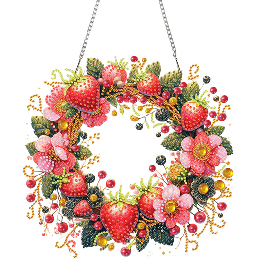 Wreath Acrylic 2D Flat DIY Diamond Art Pendant Window Hanging Art for Home Decor