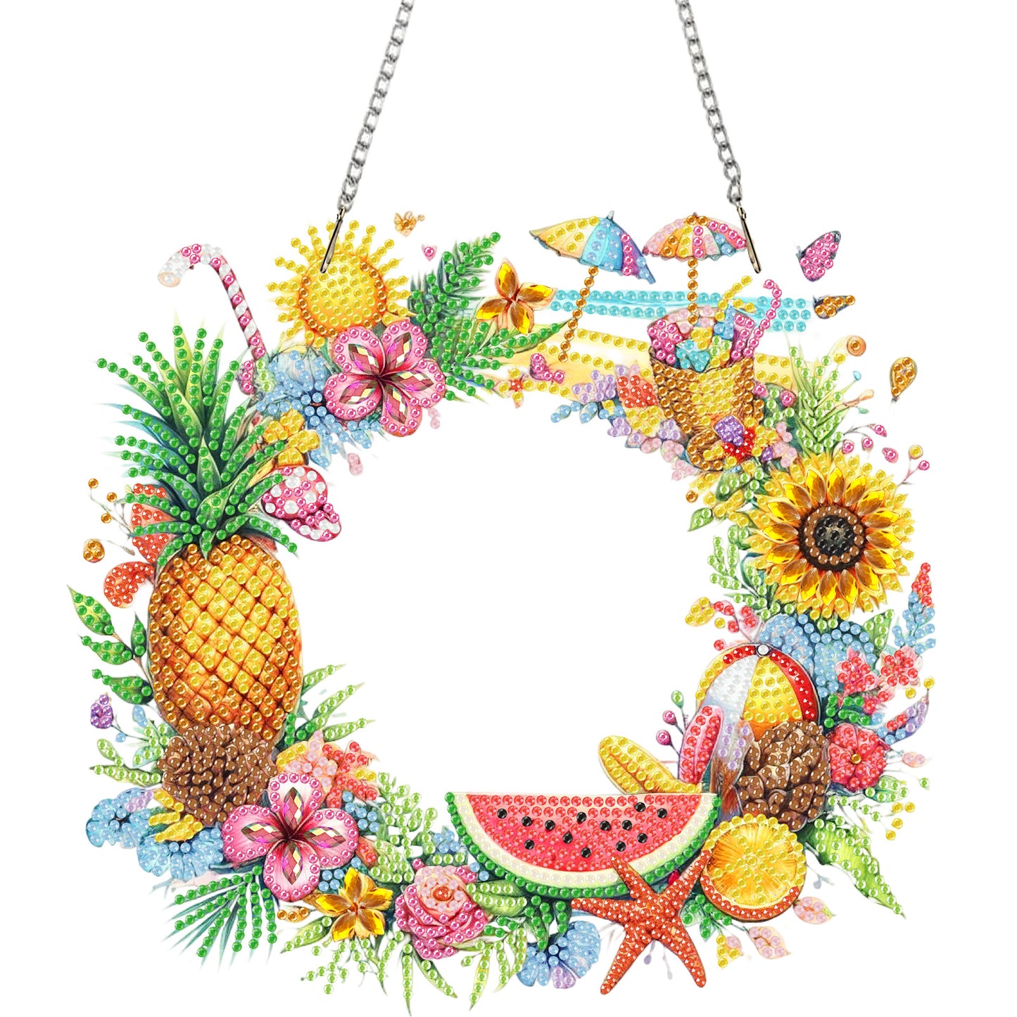 Wreath Acrylic 2D Flat DIY Diamond Art Pendant Window Hanging Art for Home Decor