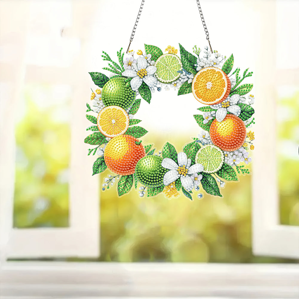 Wreath Acrylic 2D Flat DIY Diamond Art Pendant Window Hanging Art for Home Decor