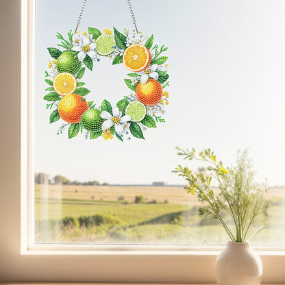 Wreath Acrylic 2D Flat DIY Diamond Art Pendant Window Hanging Art for Home Decor