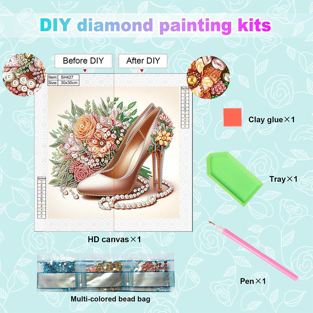 High Heel Bouquet - Special Shaped Drill Diamond Painting 30*30CM