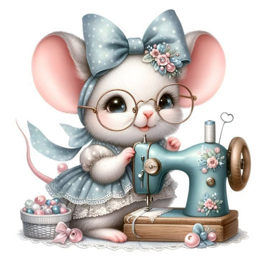 Sewing Mouse - 11CT Stamped Cross Stitch 40*40CM
