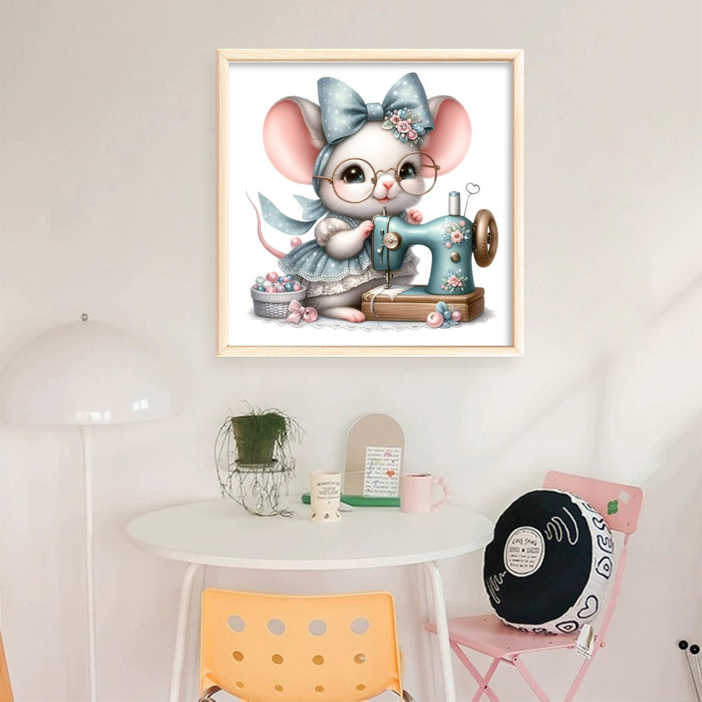 Sewing Mouse - 11CT Stamped Cross Stitch 40*40CM