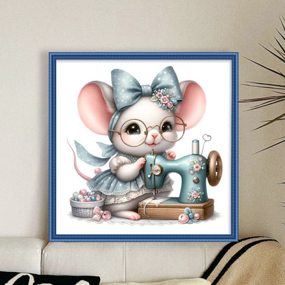 Sewing Mouse - 11CT Stamped Cross Stitch 40*40CM