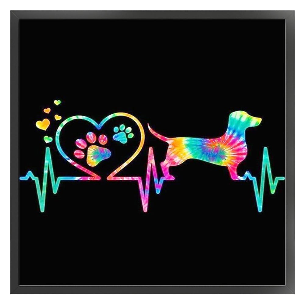 Colored Puppy - 11CT Stamped Cross Stitch 40*40CM