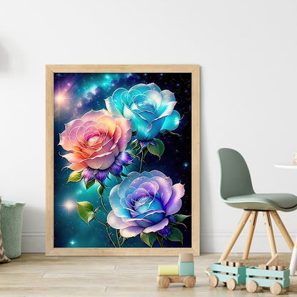 Colored Rose - 11CT Stamped Cross Stitch 40*50CM