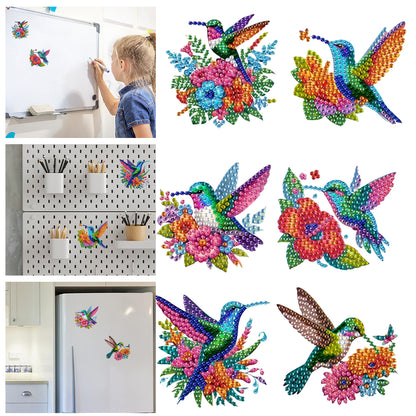 6Pcs Acrylic 2D Flat Animal Diamond Art Fridge Magnet Diamond Art Magnets Decals