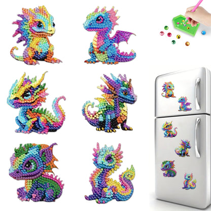 6Pcs Acrylic 2D Flat Animal Diamond Art Fridge Magnet Diamond Art Magnets Decals