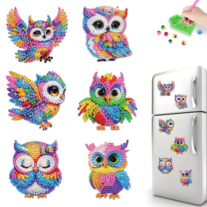6Pcs Acrylic 2D Flat Animal Diamond Art Fridge Magnet Diamond Art Magnets Decals