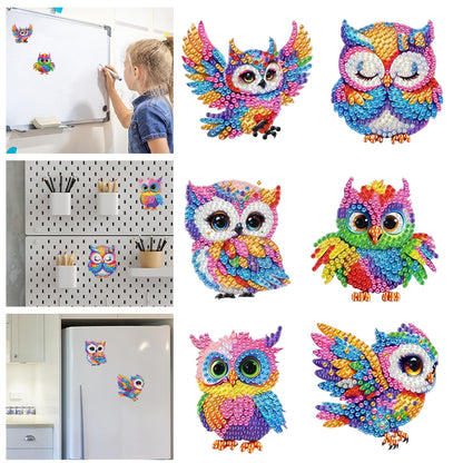 6Pcs Acrylic 2D Flat Animal Diamond Art Fridge Magnet Diamond Art Magnets Decals