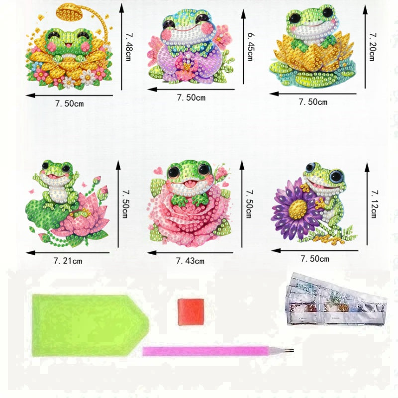 6Pcs Acrylic 2D Flat Animal Diamond Art Fridge Magnet Diamond Art Magnets Decals