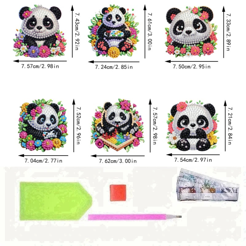 6Pcs Acrylic 2D Flat Animal Diamond Art Fridge Magnet Diamond Art Magnets Decals