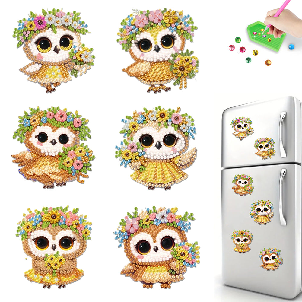 6Pcs Acrylic 2D Flat Animal Diamond Art Fridge Magnet Diamond Art Magnets Decals