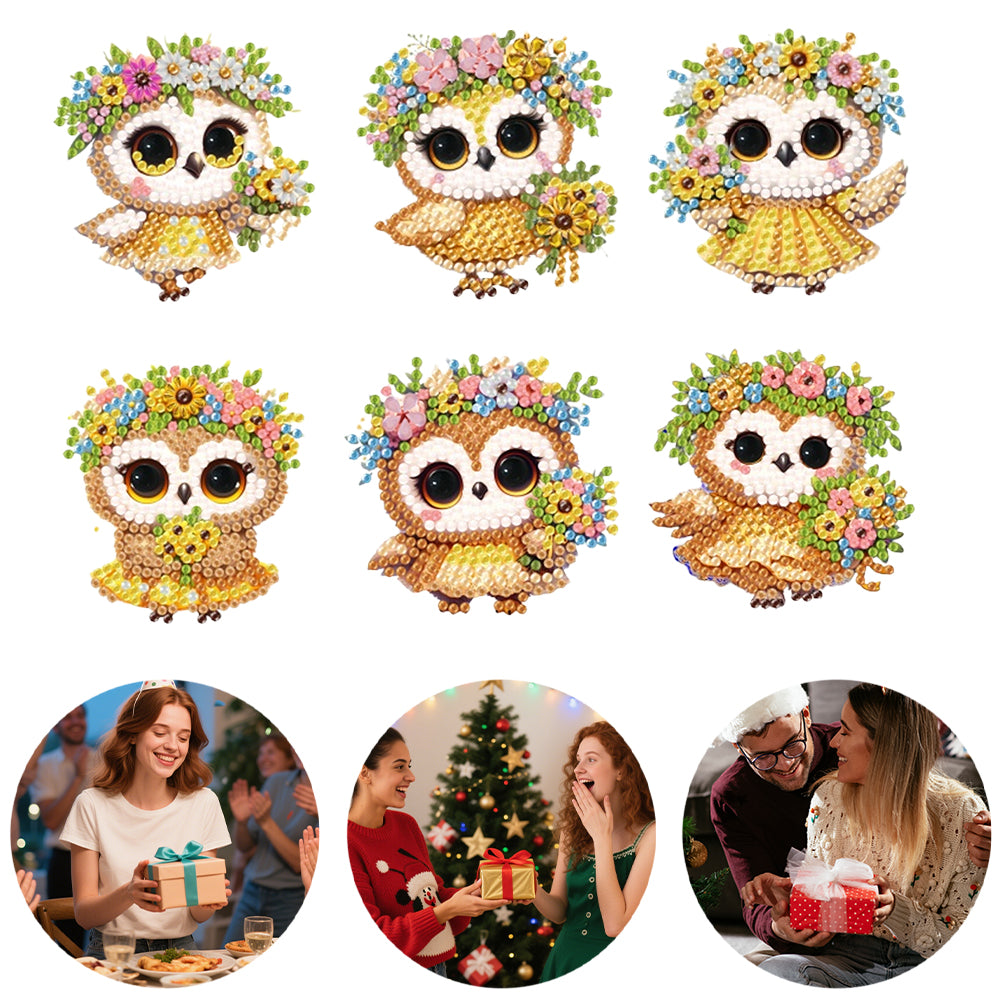 6Pcs Acrylic 2D Flat Animal Diamond Art Fridge Magnet Diamond Art Magnets Decals