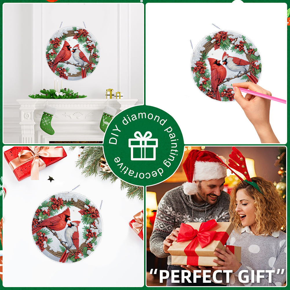 Xmas Theme 2D Flat DIY Hanging Diamond Art Kits Wall Decor for Home & Windows