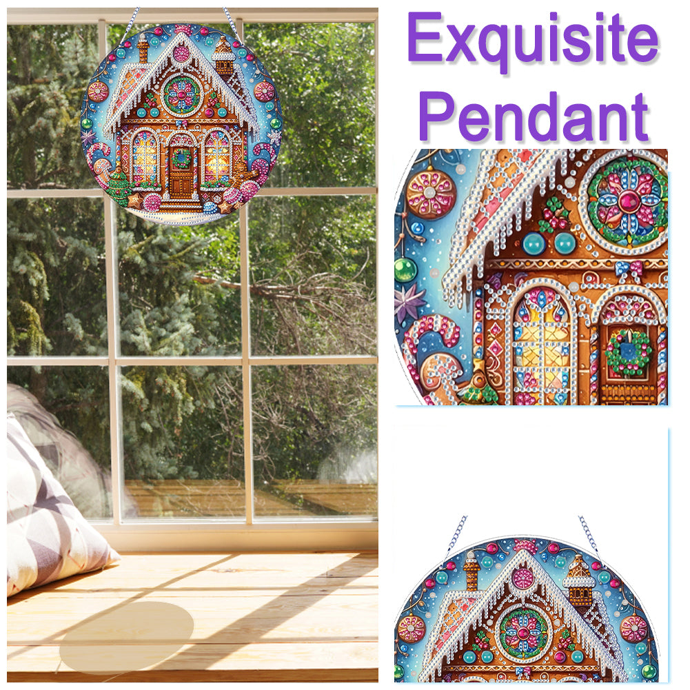 Xmas Theme 2D Flat DIY Hanging Diamond Art Kits Wall Decor for Home & Windows