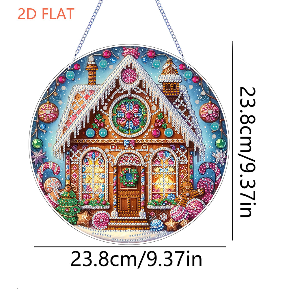 Xmas Theme 2D Flat DIY Hanging Diamond Art Kits Wall Decor for Home & Windows