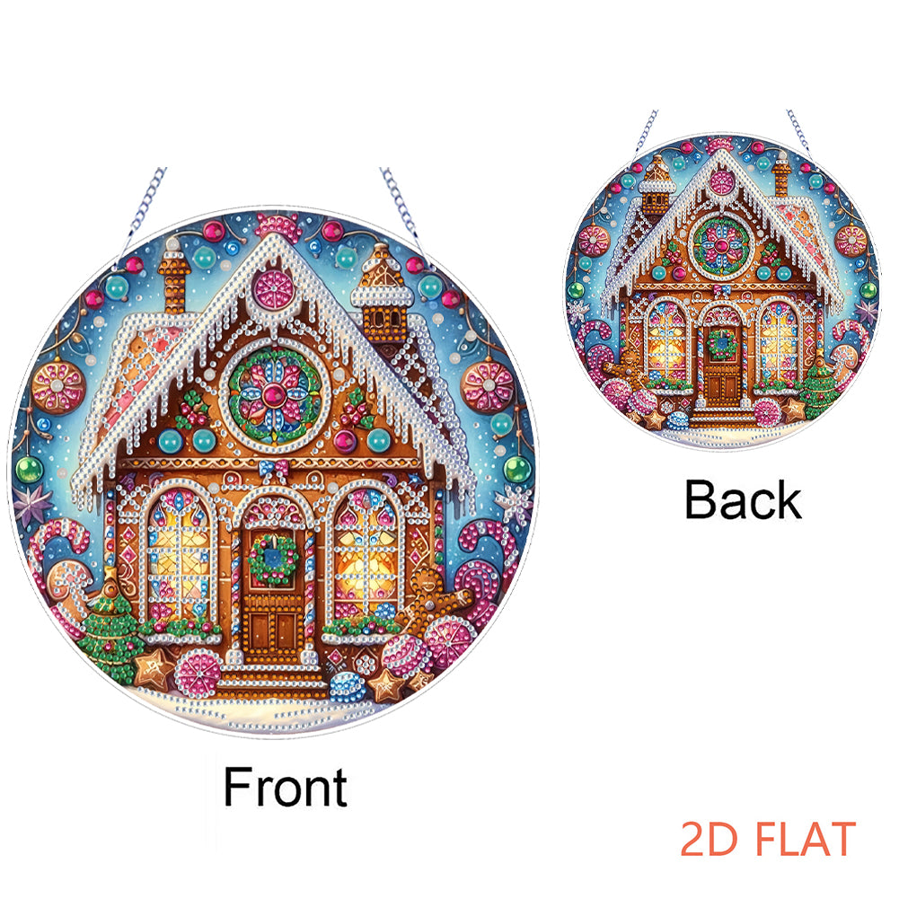 Xmas Theme 2D Flat DIY Hanging Diamond Art Kits Wall Decor for Home & Windows