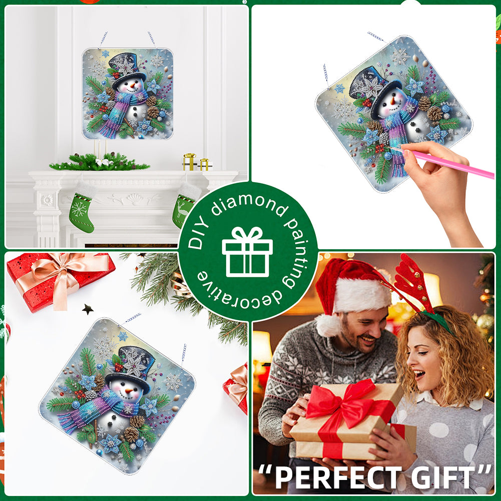 Xmas Theme 2D Flat DIY Hanging Diamond Art Kits Wall Decor for Home & Windows