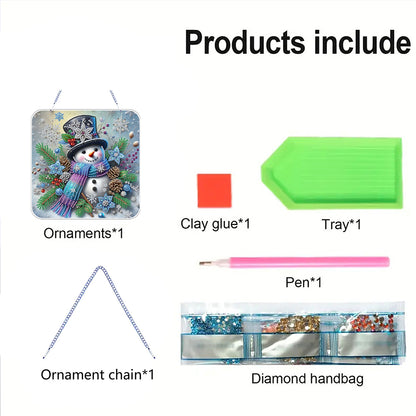 Xmas Theme 2D Flat DIY Hanging Diamond Art Kits Wall Decor for Home & Windows