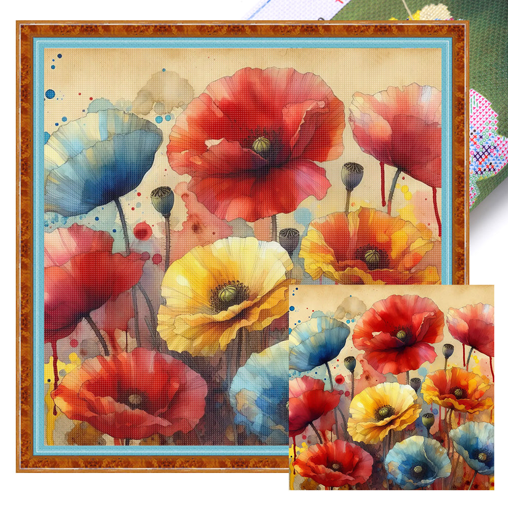 Poppy - 11CT Stamped Cross Stitch 40*40CM