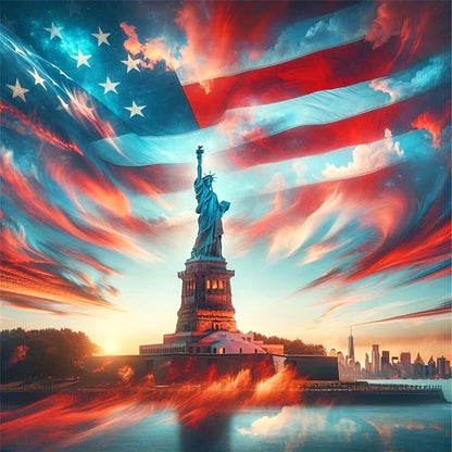Independence Day Landscape - 11CT Stamped Cross Stitch 40*40CM